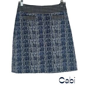 Cabi Blue Black White Career Office To Date Night Skirt NWOT Size 0